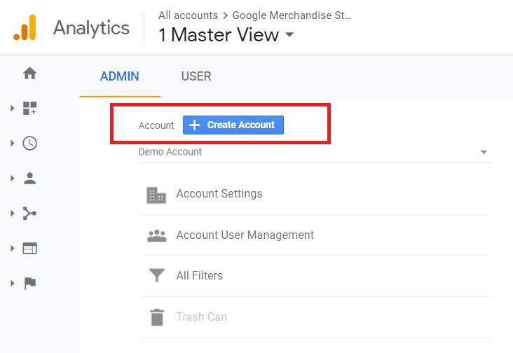 create an account in google analytics