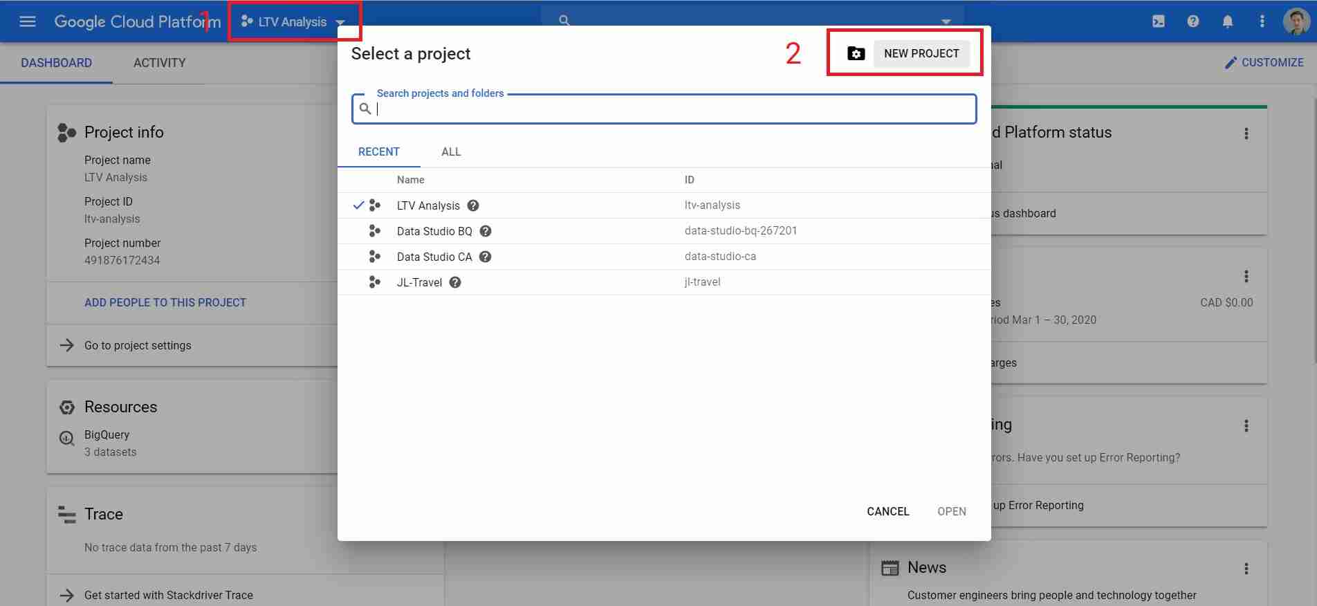 new project in google cloud platform