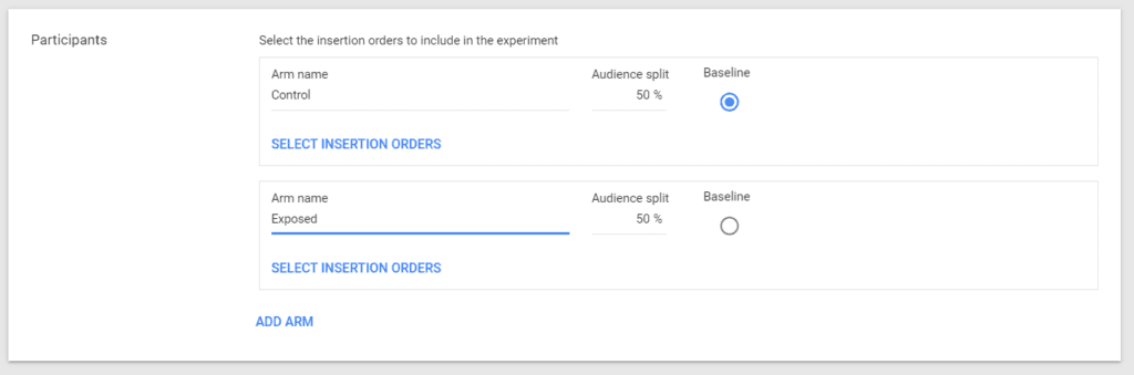 setup for audience split in dv360 experiments