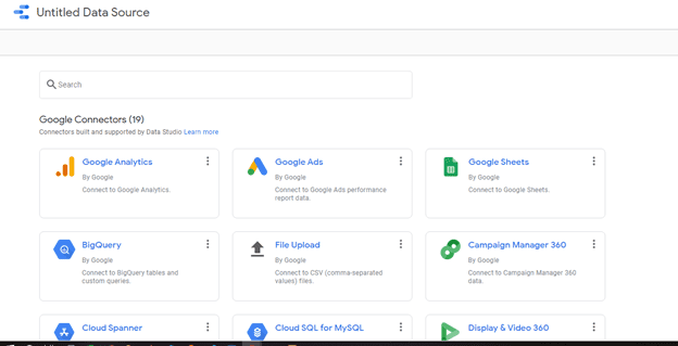 different connectors in data studio