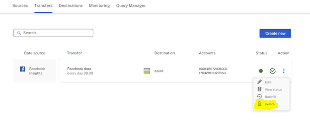 transfers delete bin Supermetrics for Azure Storage